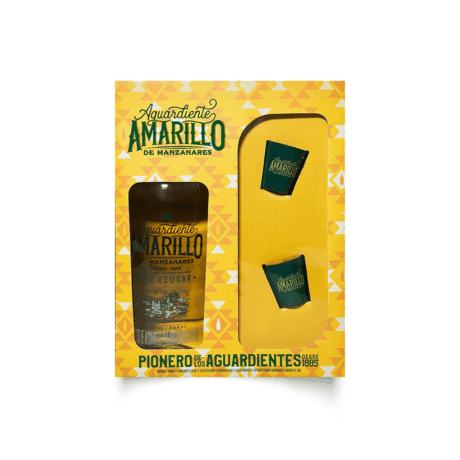Aguardiente Amarillo de Manzanares 750 ml GRATIS 2 copas